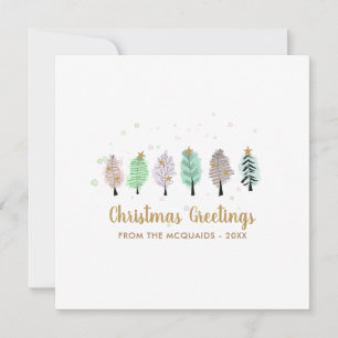 Cartes Pour Fêtes Annuelles Aquarelle lunaire Arbres de Noël
