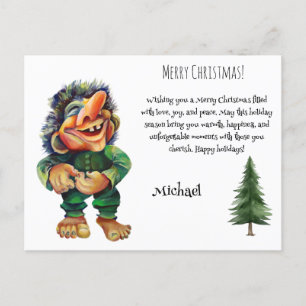 Cartes Pour Fêtes Annuelles Aquarelle Magique Funny Whimsical Troll