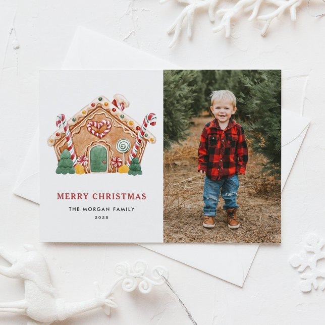 Cartes Pour Fêtes Annuelles Aquarelle Maison en pain d'épice Noël (Créateur téléchargé)