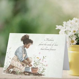 Cartes Pour Fêtes Annuelles Aquarelle Maman Verte Plantant une Graine Fête des