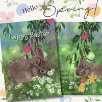 Aquarelle marguerite lapin main peint