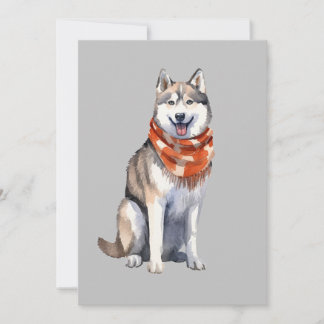 Cartes Pour Fêtes Annuelles Aquarelle mignonne Chien sibérien Husky