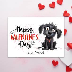 Cartes Pour Fêtes Annuelles Aquarelle mignonne Chiot noir Bonne Valentines
