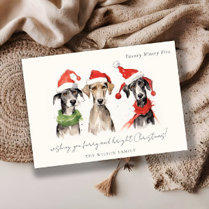 Cartes Pour Fêtes Annuelles Aquarelle mignonne fourrage de chien et Noël brill