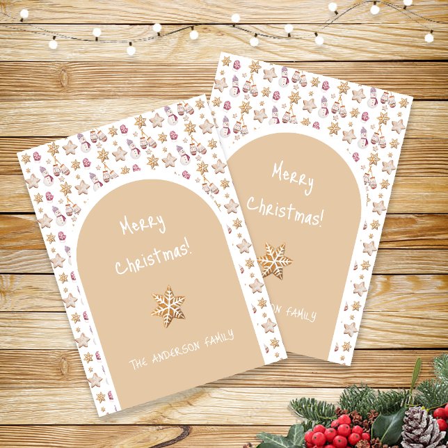 Cartes Pour Fêtes Annuelles Aquarelle mignonne Glowes d'hiver Cookies de moton (Créateur téléchargé)