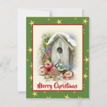 Aquarelle mignonne Joyeux Noël Oiseau Étoiles de n