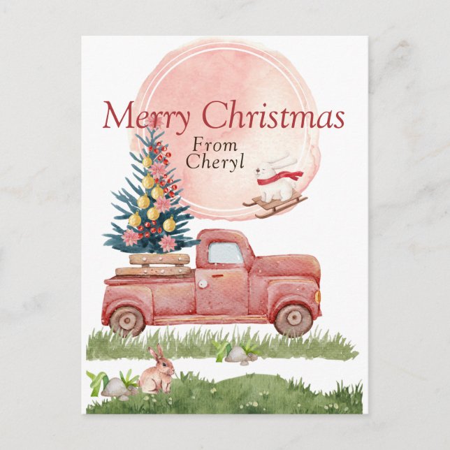 Cartes Pour Fêtes Annuelles Aquarelle mignonne moderne (Devant)