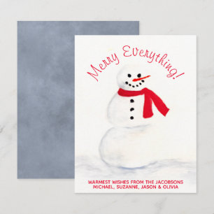 Cartes Pour Fêtes Annuelles Aquarelle mignonne Snowman Joyeux Tout Festif