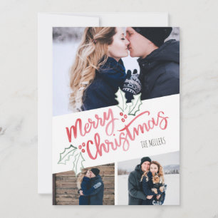 Cartes Pour Fêtes Annuelles Aquarelle mince élégant Joyeux Noël 3 photos