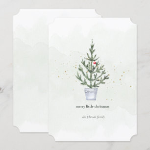 Cartes Pour Fêtes Annuelles Aquarelle minimaliste de petit arbre de Noël