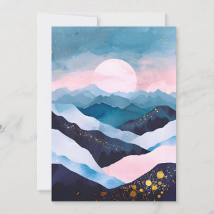 Cartes Pour Fêtes Annuelles Aquarelle minimaliste Whimsical Gold Mountain
