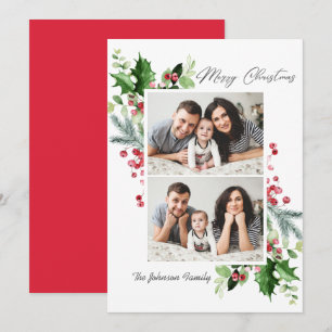 Cartes Pour Fêtes Annuelles Aquarelle Mistletoe Holly Berry Noël 2 PHOTO