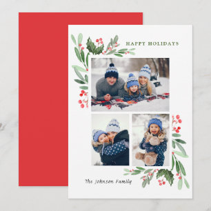 Cartes Pour Fêtes Annuelles Aquarelle Mistletoe Holly Berry Noël 3 PHOTO