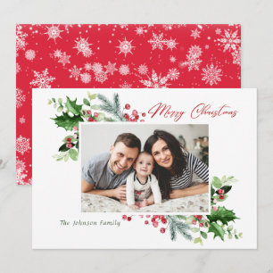 Cartes Pour Fêtes Annuelles Aquarelle Mistletoe Holly Berry Photo de Noël