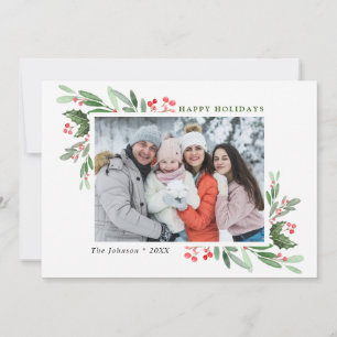 Cartes Pour Fêtes Annuelles Aquarelle Mistletoe Holly Berry Photo de Noël