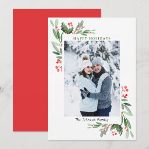 Cartes Pour Fêtes Annuelles Aquarelle Mistletoe Holly Berry Photo de Noël