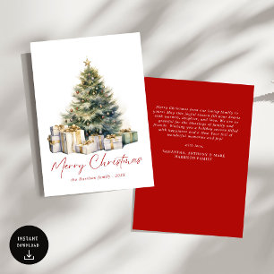 Cartes Pour Fêtes Annuelles Aquarelle moderne Arbre de Noël Non photo