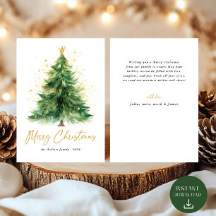 Cartes Pour Fêtes Annuelles Aquarelle moderne Arbre de Noël Non photo