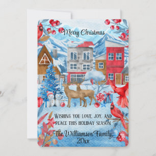 Cartes Pour Fêtes Annuelles Aquarelle moderne colorée Scandi Ville Noël