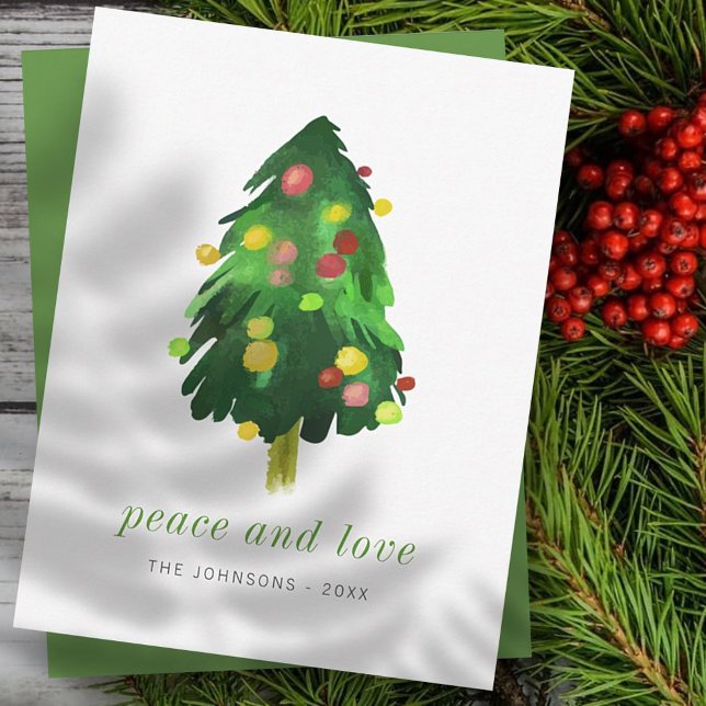 Cartes Pour Fêtes Annuelles Aquarelle moderne élégant sapin de Noël (Créateur téléchargé)