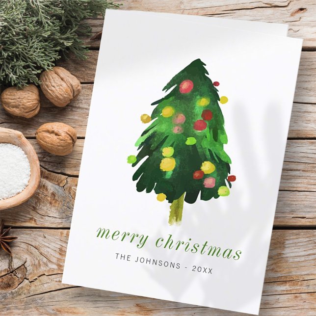 Cartes Pour Fêtes Annuelles Aquarelle moderne élégant sapin de Noël (Créateur téléchargé)