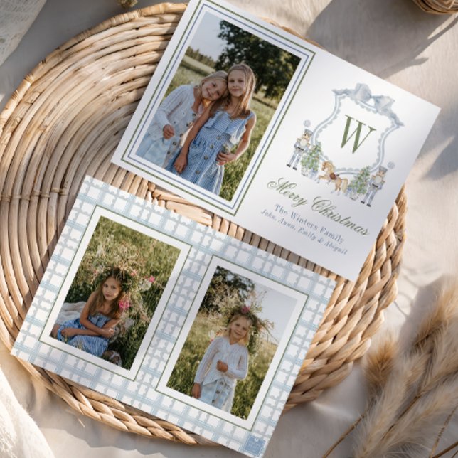 Cartes Pour Fêtes Annuelles Aquarelle Monogramme Premier Cimetière Photo (Créateur téléchargé)