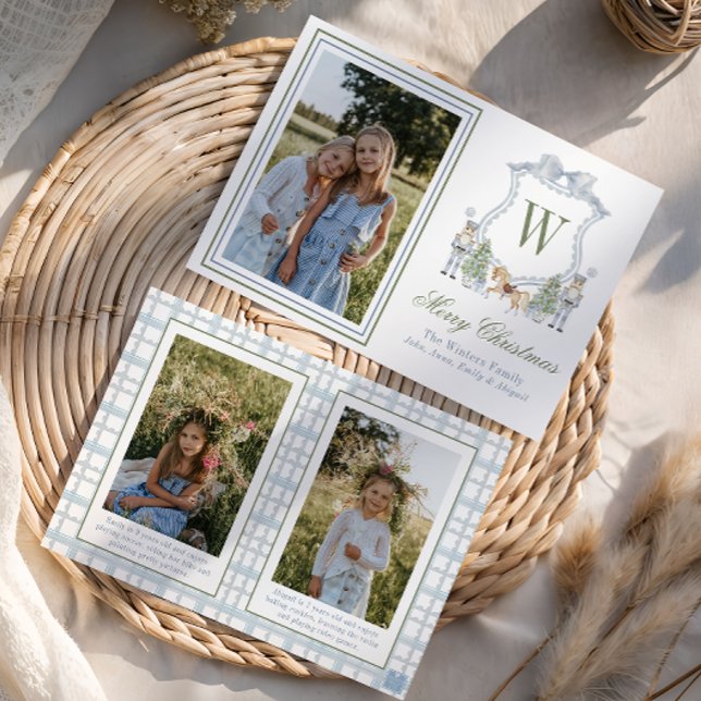 Cartes Pour Fêtes Annuelles Aquarelle Monogramme Premier Cimetière Photo (Créateur téléchargé)