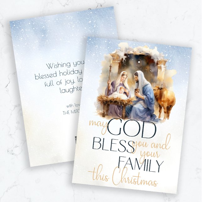 Cartes Pour Fêtes Annuelles Aquarelle Nativité Scène Bébé Jésus Noël (Créateur téléchargé)