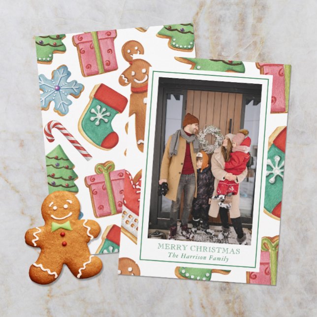Cartes Pour Fêtes Annuelles Aquarelle Noël Cookies Photo (Créateur téléchargé)
