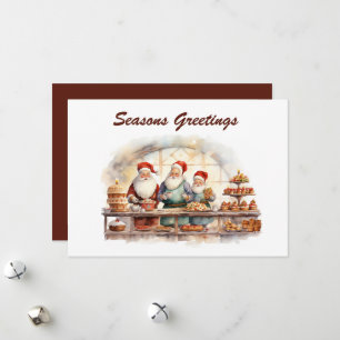 Cartes Pour Fêtes Annuelles aquarelle Noël cuisine Père Noël ajouter un texte
