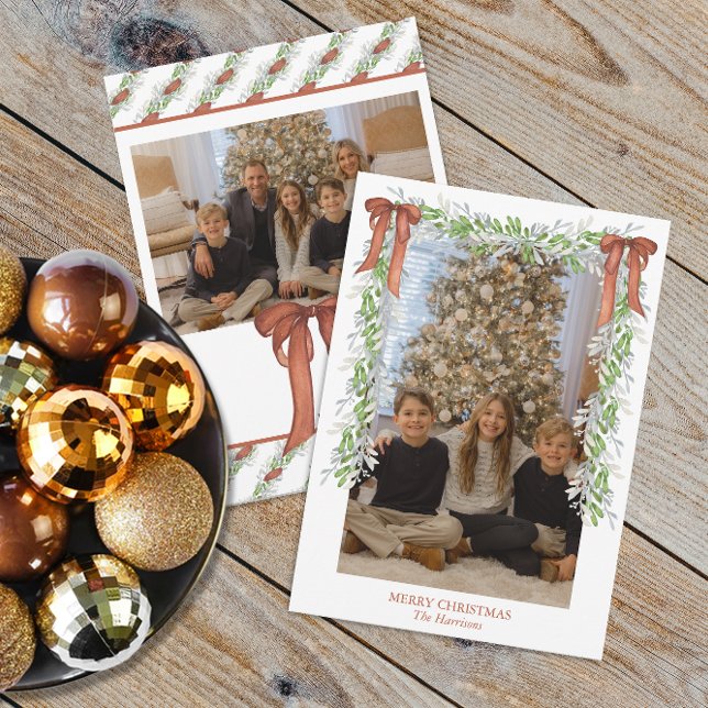 Cartes Pour Fêtes Annuelles Aquarelle Noël Cuivre Garland (Watercolor Copper Christmas Bow Garland)