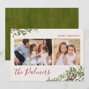 Cartes Pour Fêtes Annuelles Aquarelle Noël Foliole Famille Signature Holi