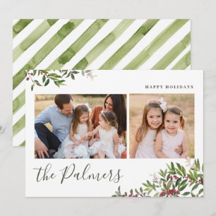 Cartes Pour Fêtes Annuelles Aquarelle Noël Foliole Famille Signature Holi