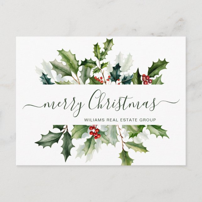 Cartes Pour Fêtes Annuelles Aquarelle Noël Mistletoe Accueil d'entreprise (Devant)