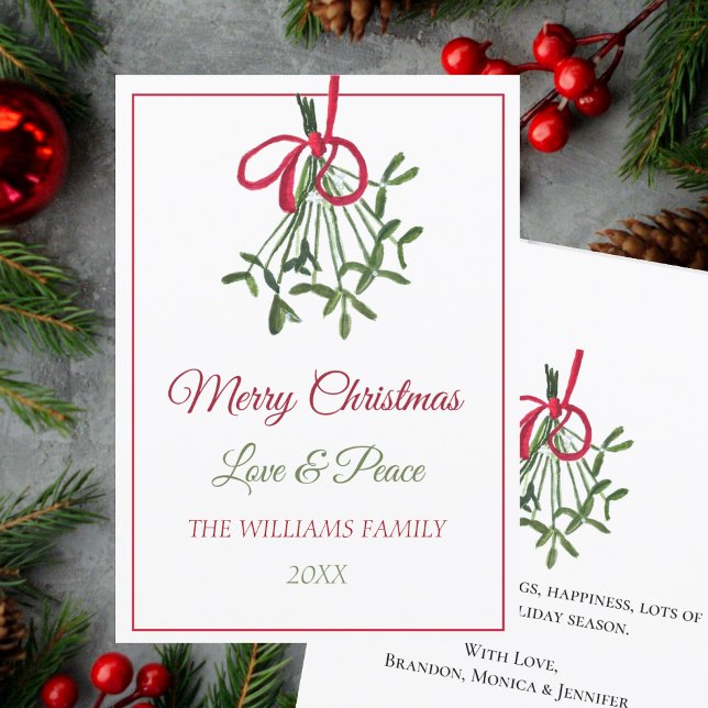Cartes Pour Fêtes Annuelles Aquarelle Noël Mistletoe Elégant Botanique (Créateur téléchargé)