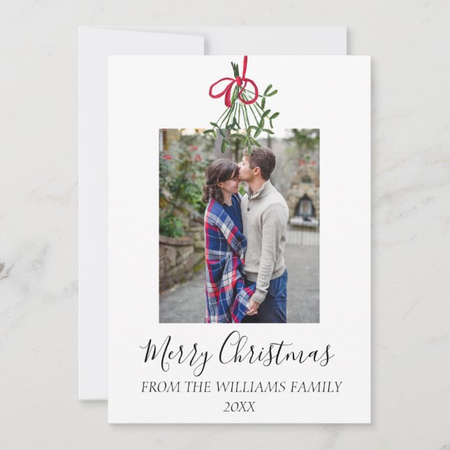Cartes Pour Fêtes Annuelles Aquarelle Noël Mistletoe Photo Botanique (Devant)