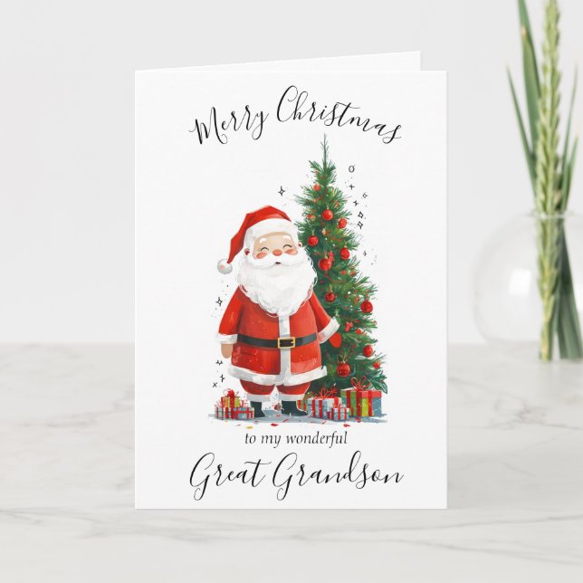 Cartes Pour Fêtes Annuelles Aquarelle Noël Père Noël Grand-père (Devant)