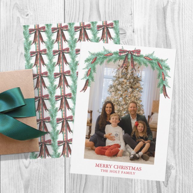 Cartes Pour Fêtes Annuelles Aquarelle Noël Plaid Garland (Créateur téléchargé)
