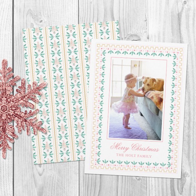 Cartes Pour Fêtes Annuelles Aquarelle Noël rose grand-millénaire photo (Créateur téléchargé)