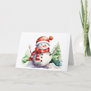 Cartes Pour Fêtes Annuelles Aquarelle Noël Snowman