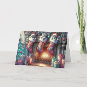 Cartes Pour Fêtes Annuelles Aquarelle Noël Stocker Avec Chatons
