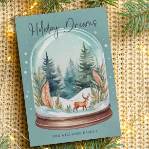Cartes Pour Fêtes Annuelles Aquarelle Noël Woo Boho Snow Globe