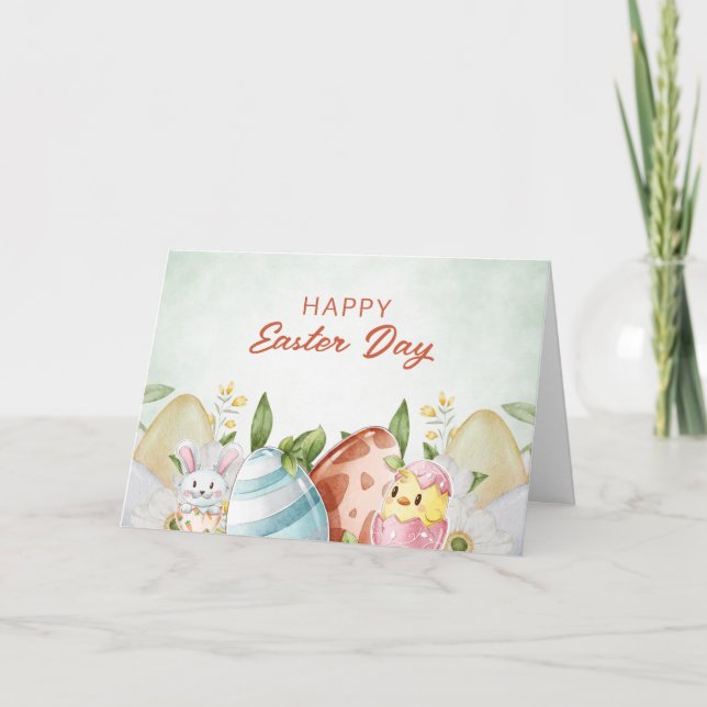 Cartes Pour Fêtes Annuelles Aquarelle Oeufs de Pâques Joyeux Pâques (Devant)