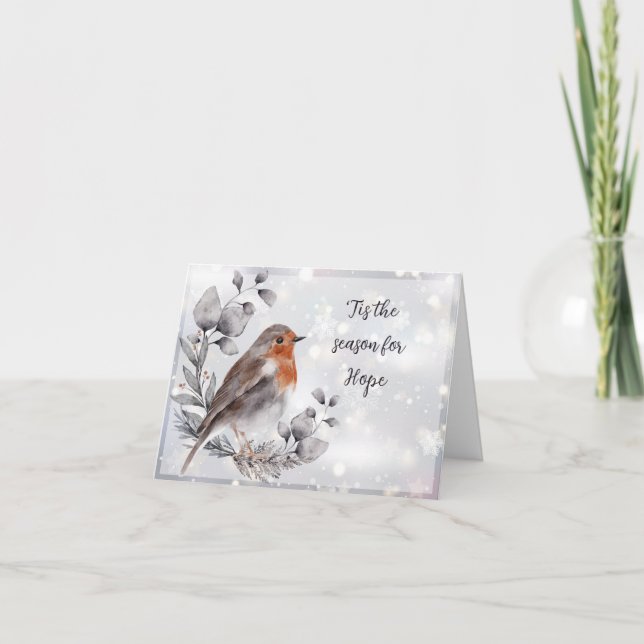 Cartes Pour Fêtes Annuelles Aquarelle oiseau et neige coutume (Devant)
