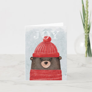 Cartes Pour Fêtes Annuelles Aquarelle ours mignon. animal boisé de Noël
