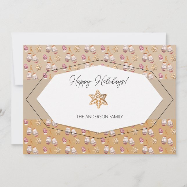 Cartes Pour Fêtes Annuelles Aquarelle Pain d'épices Caramel Tons (Devant)