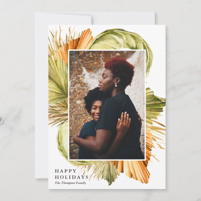 Cartes Pour Fêtes Annuelles Aquarelle Palmiers Africains Élégante photo joyeus (Devant)
