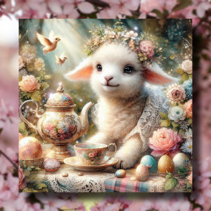 Cartes Pour Fêtes Annuelles Aquarelle Pastel Pastel Tea Party de Pâques