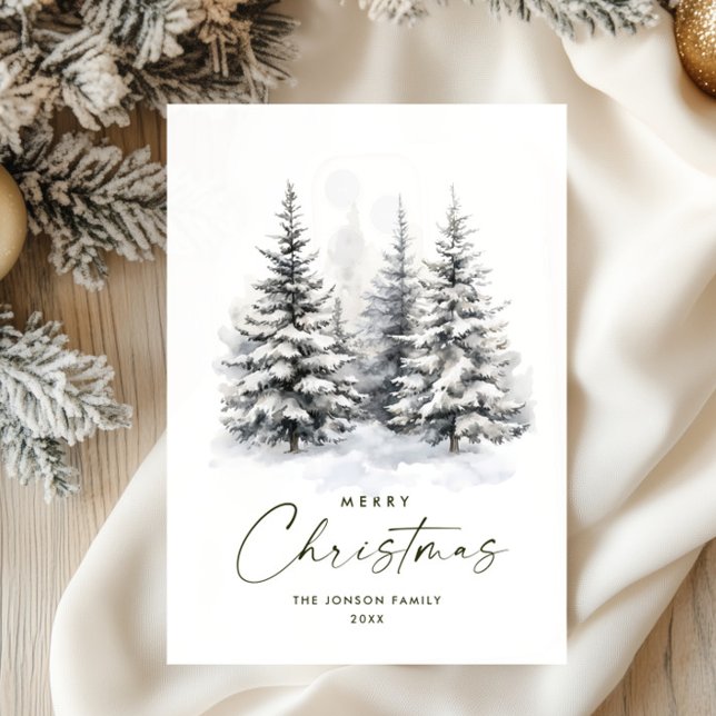 Cartes Pour Fêtes Annuelles Aquarelle Pays d'hiver Paysage Noël (Créateur téléchargé)