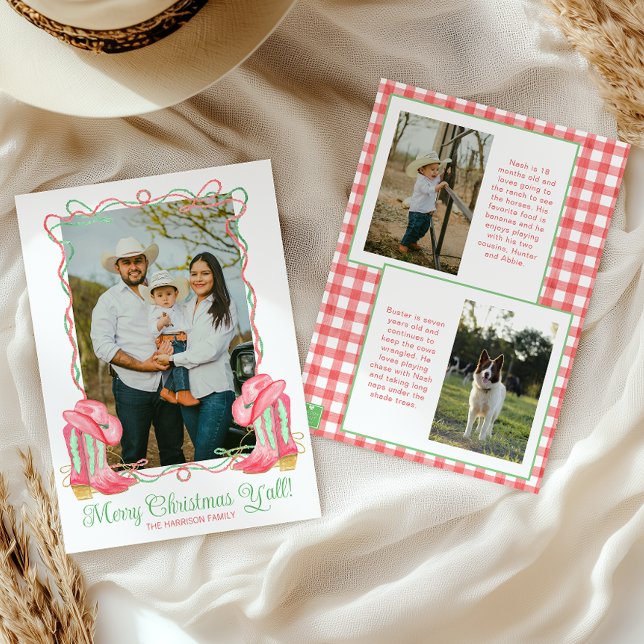 Cartes Pour Fêtes Annuelles Aquarelle Pays Noël Cowboy Botte photo (Créateur téléchargé)